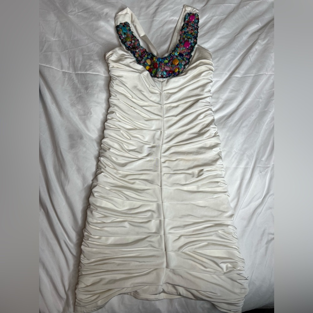 Arden B White embellished ruched dress